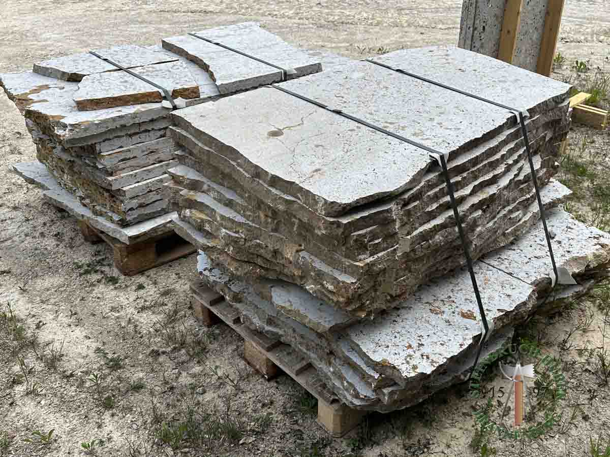 Bodenplatten - Muschelkalk Polygonalplatten gesägt 4 - Bpl-14801-01_04 - Steinbruch Huber